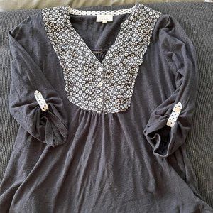 Anthropologie Black 3/4 Sleeve